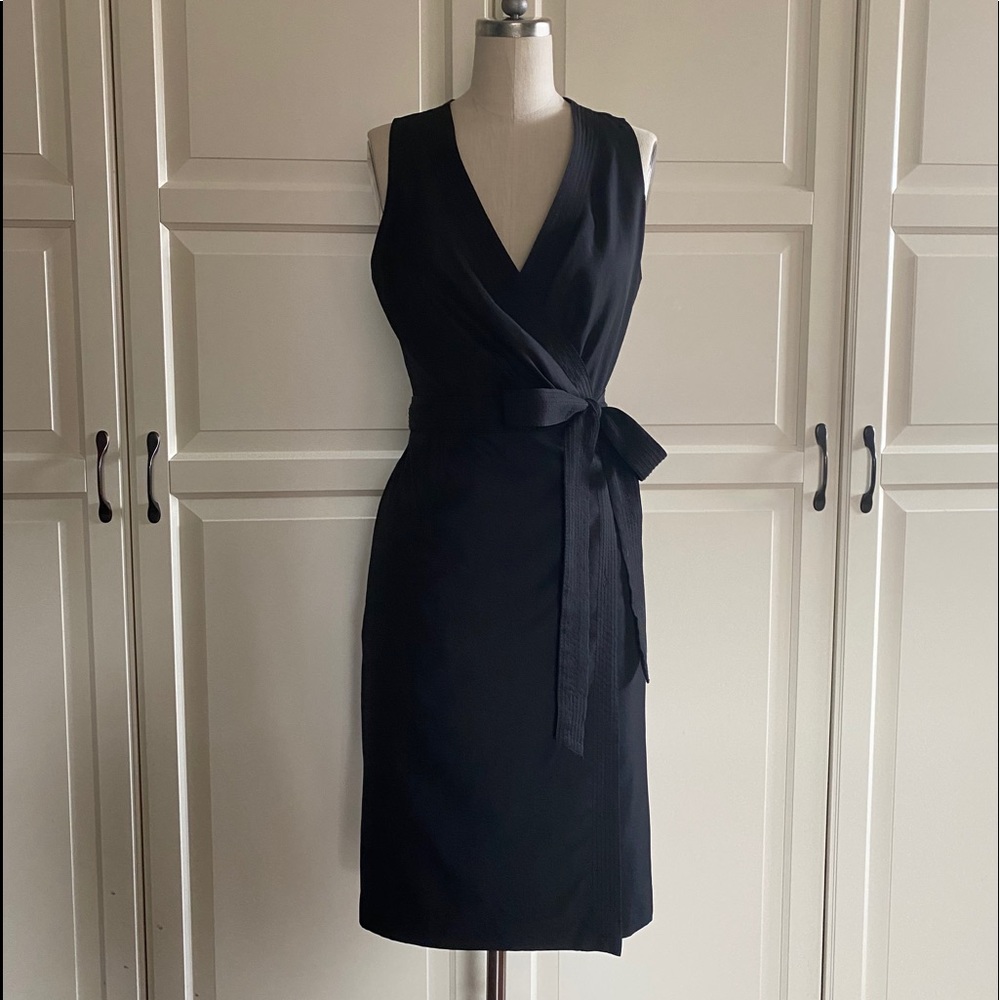 banana republic black silk wrap dress